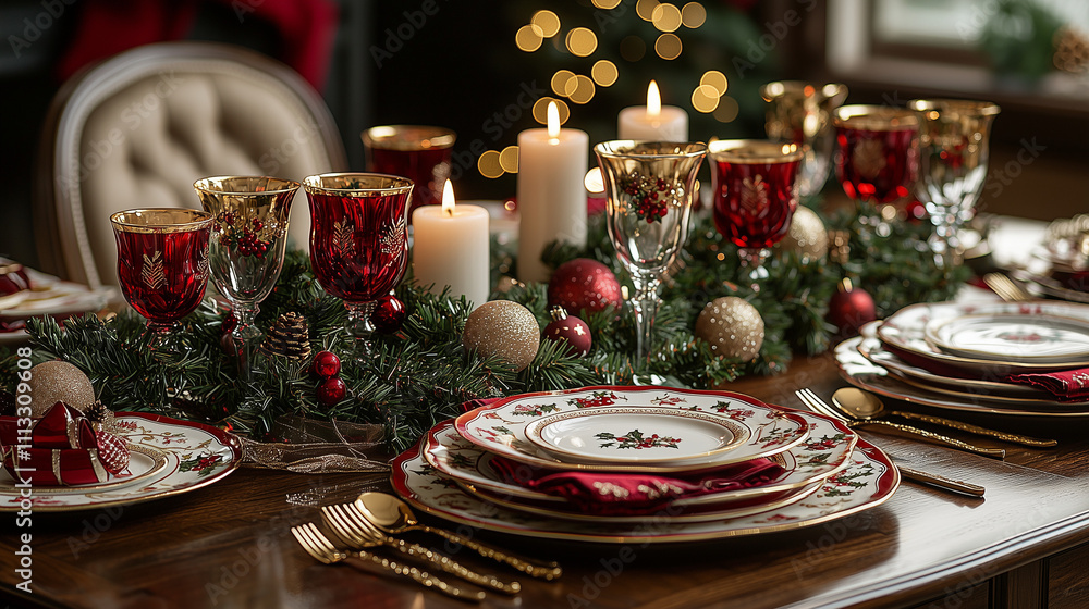 An elegantly decorated holiday table with a glowing candle centerpiece, festive tableware, and subtle seasonal accents in a cozy, warm-lit setting. An elegantly decorated holiday table with a glowing candle centerpiece, festive tableware, and subtle seasonal accents in a cozy, warm-lit setting.