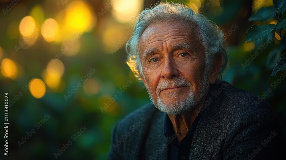 Smiling Senior Man in a Park Enjoying Nature and Sunshine Smiling Senior Man in a Park Enjoying Nature and Sunshine