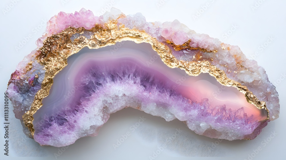 Polished Purple Agate Geode with Gold Accents Polished Purple Agate Geode with Gold Accents