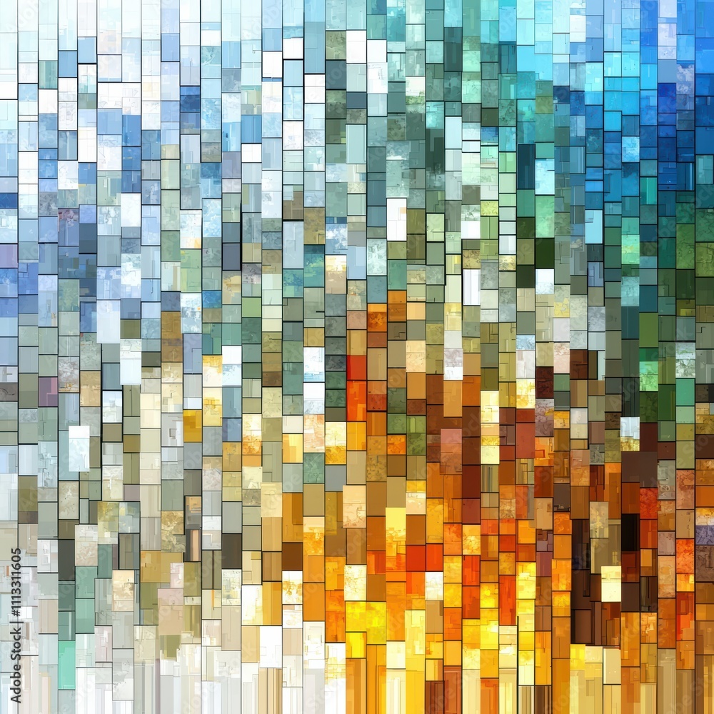 Abstract Mosaic Pattern in Warm and Cool Tones. Abstract Mosaic Pattern in Warm and Cool Tones.