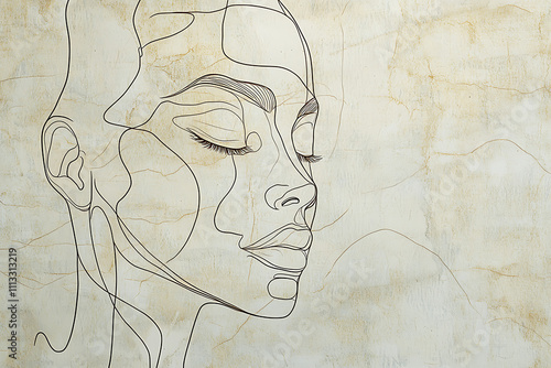 Wallpaper Mural Serenity in Simplicity: Line Art Face Torontodigital.ca