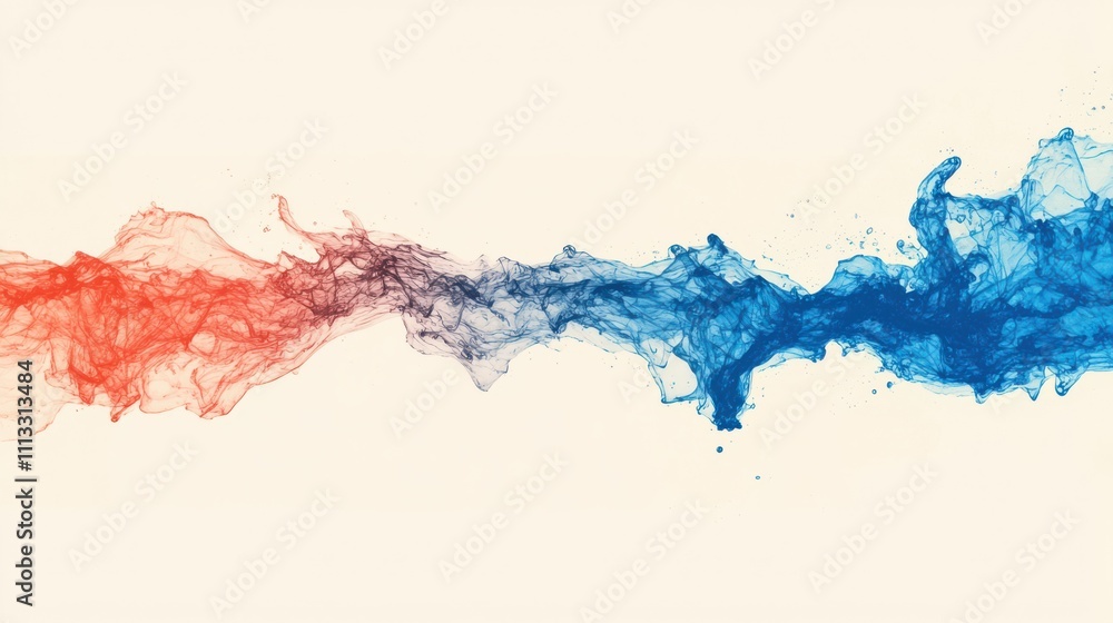 Vibrant Fluid Dynamics: A Stunning Fusion of Red and Blue Smoke on a Light Background Vibrant Fluid Dynamics: A Stunning Fusion of Red and Blue Smoke on a Light Background