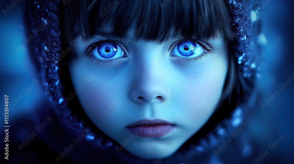 Close Up Portrait of a Young Girl with Striking Blue Eyes Close Up Portrait of a Young Girl with Striking Blue Eyes
