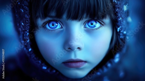 Wallpaper Mural Close Up Portrait of a Young Girl with Striking Blue Eyes Torontodigital.ca