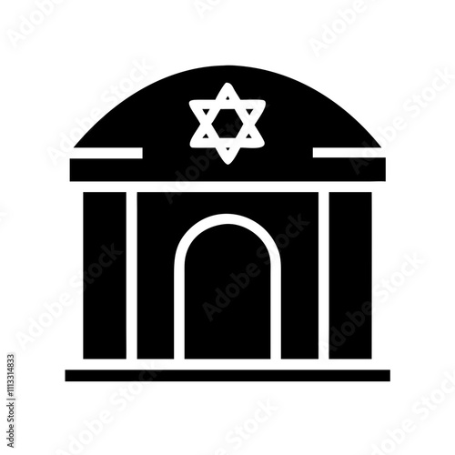 Vector of a traditional synagogue with a Star of David, ideal for religious projects and cultural materials.