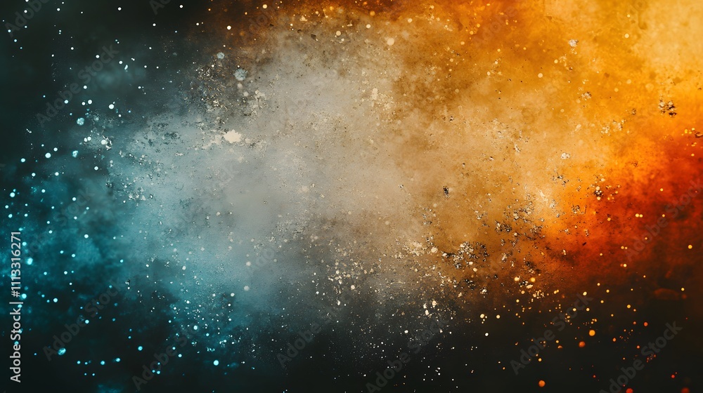 Abstract Cosmic Explosion of Blue Orange Hues Abstract Cosmic Explosion of Blue Orange Hues