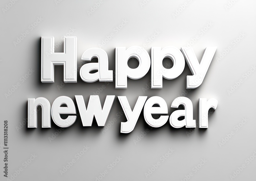 Text effect happy new year in white and black Text effect happy new year in white and black
