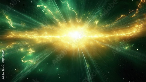 Emerald Green Light Explosion Abstract Background