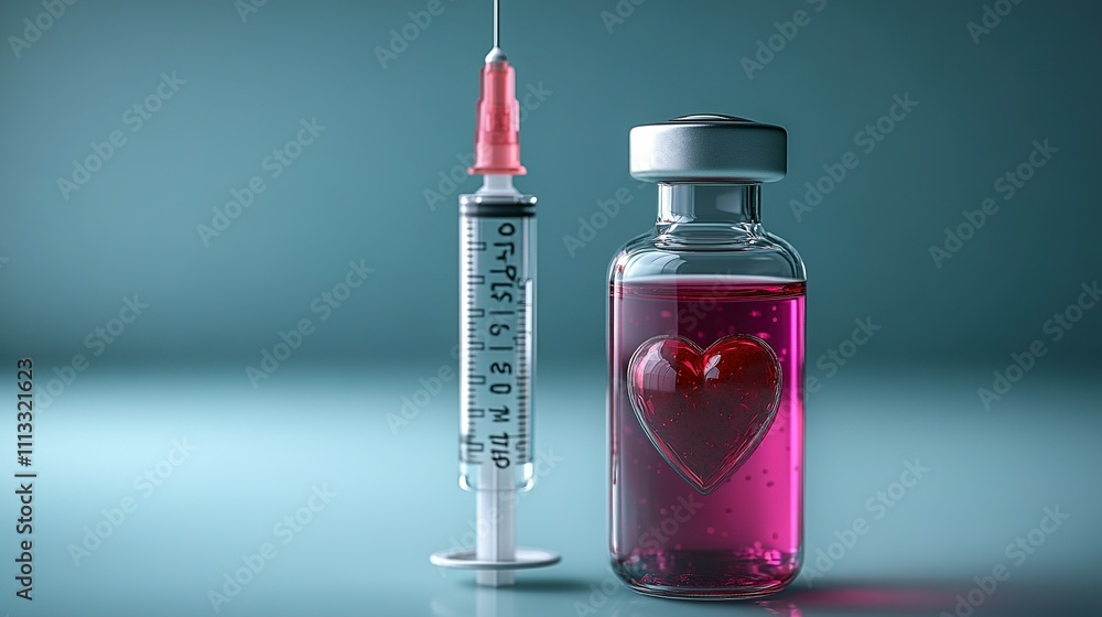 GLP-1 Vials with Syringes and Heart Icon Illustrating Growth GLP-1 Vials with Syringes and Heart Icon Illustrating Growth