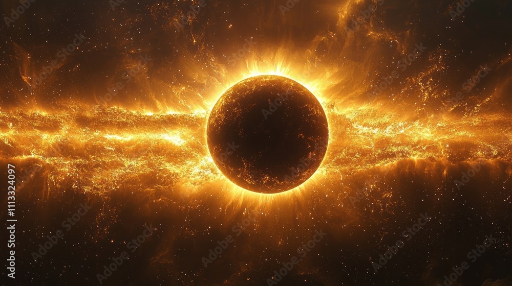 Obraz premium Glow light effect. Star burst with sparkles. Solar eclipse, astronomical phenomenon.