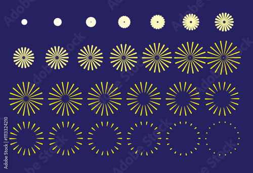 Fireworks Gold Minimal Design Animation Motion Sequence Frame Vector