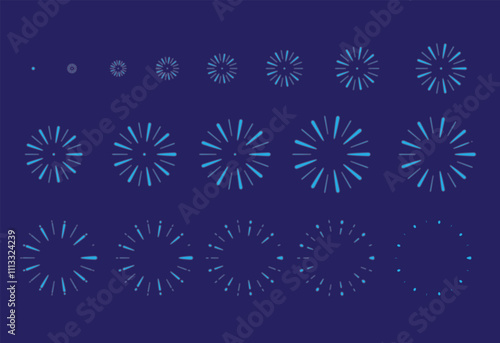 Fireworks Blue Minimal Design Animation Motion Sequence Frame Vector