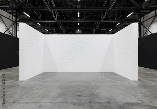 Exhibition stand with blank walls mockup