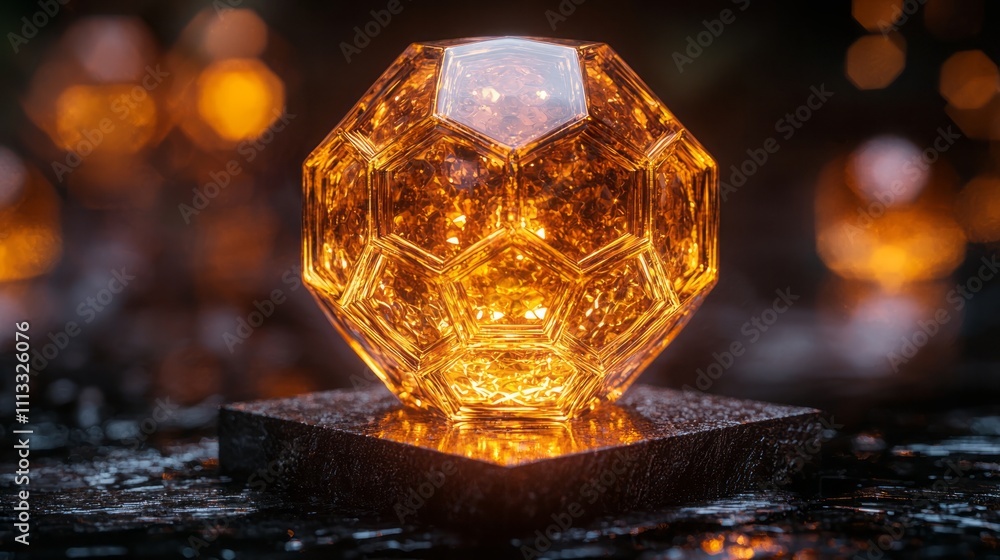Golden light hexagonal protection sphere on black background Golden light hexagonal protection sphere on black background