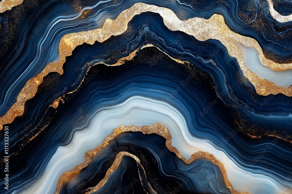 Navy Blue Abstract Marble Texture with Gold and White Swirling Patterns and Intricate Details Navy Blue Abstract Marble Texture with Gold and White Swirling Patterns and Intricate Details