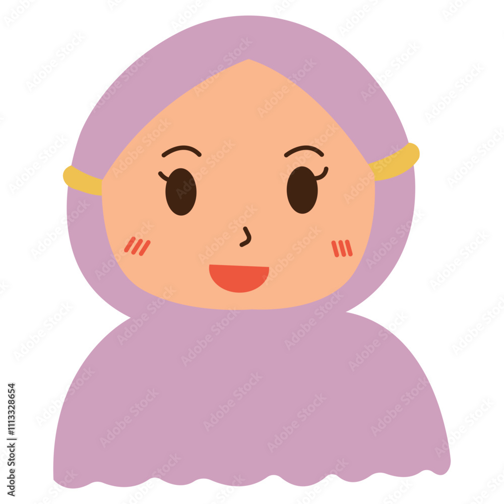 Happy woman in lavender hijab, suitable for diversity, Islamic culture, happiness, religion, and lifestyle concepts in stock photography and design Happy woman in lavender hijab, suitable for diversity, Islamic culture, happiness, religion, and lifestyle concepts in stock photography and design