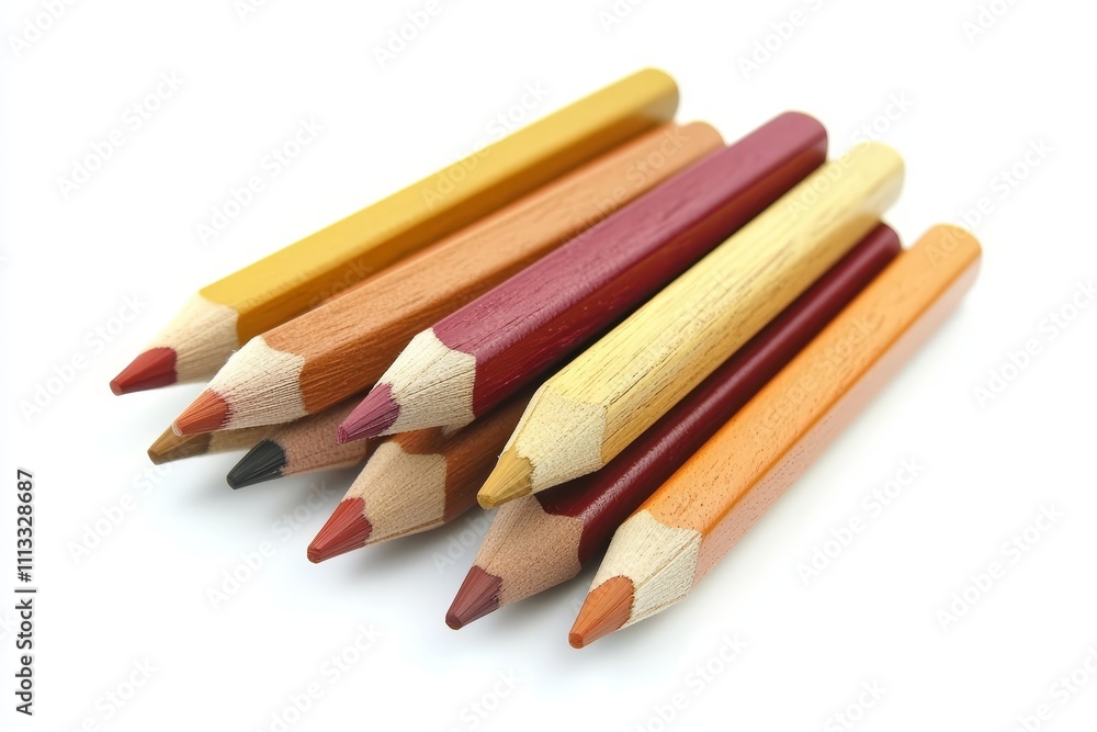 Vibrant colored pencils isolated on a white background for creative art projects and designs Vibrant colored pencils isolated on a white background for creative art projects and designs