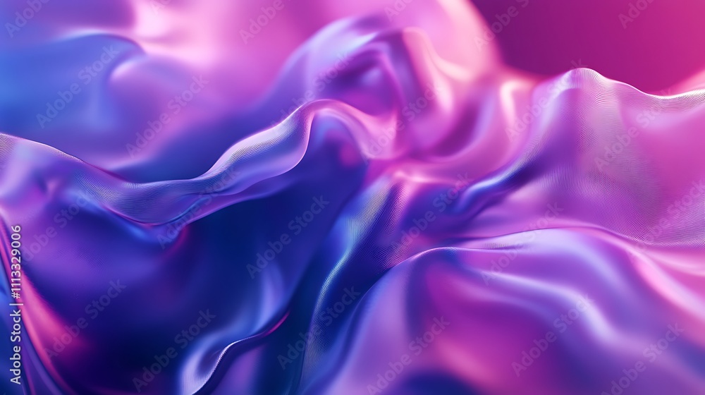 Obraz premium Abstract image of flowing, iridescent fabric in shades of purple and blue.