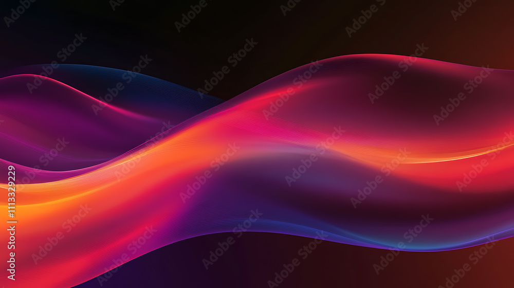 Obraz premium Abstract Colorful Waves: Vibrant Red Orange Purple Hues Digital Art Background Wallpaper