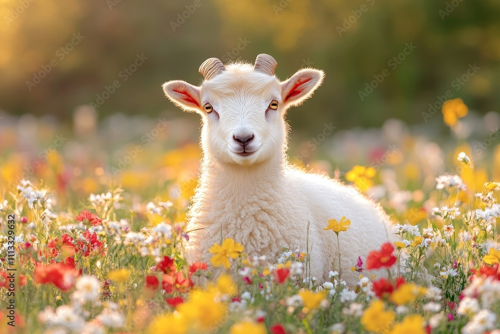 Close-Up of a Small Goat Grazing in a Lush Green Field, Capturing the Beauty of Nature and Farm Life for Animal Lovers and Agriculture Enthusiasts Close-Up of a Small Goat Grazing in a Lush Green Field, Capturing the Beauty of Nature and Farm Life for Animal Lovers and Agriculture Enthusiasts