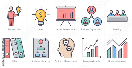 A set of 10 business icons as business idea, idea, business presentation