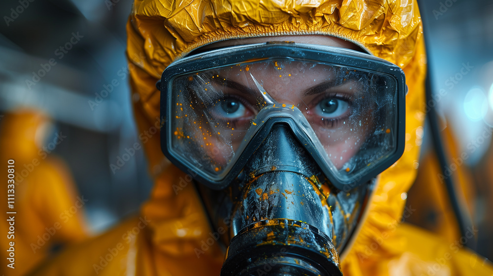 Close-Up of Cleanup Crew Member in Protective Gear Disinfecting a Contaminated Area Close-Up of Cleanup Crew Member in Protective Gear Disinfecting a Contaminated Area