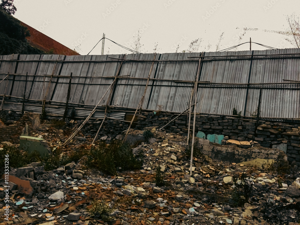 Fototapeta premium Ruins of demolished houses