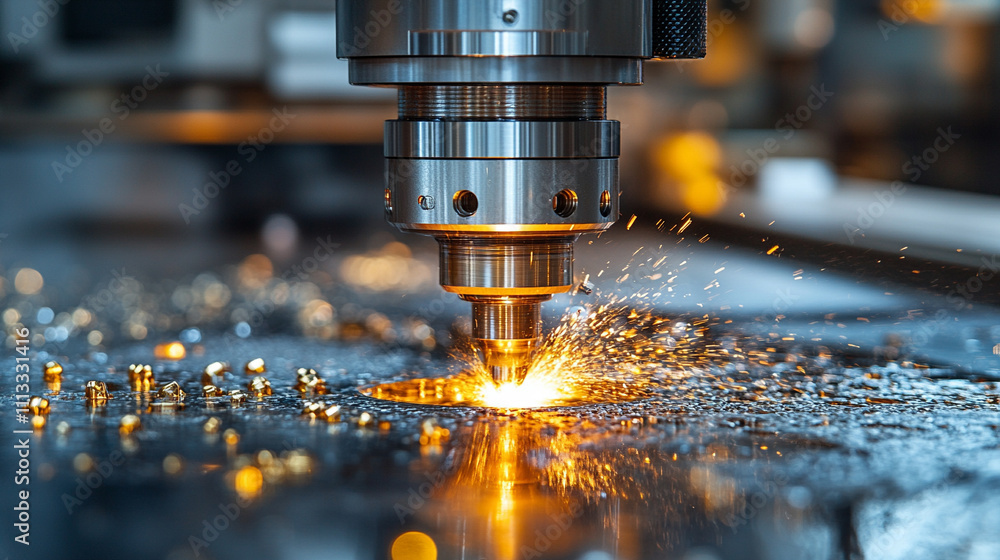 Close-up view of a CNC machining process featuring water jet cutting technology symbolizing precision innovation industrial craftsmanship and sustainable manufacturing solutions in modern industry Close-up view of a CNC machining process featuring water jet cutting technology symbolizing precision innovation industrial craftsmanship and sustainable manufacturing solutions in modern industry