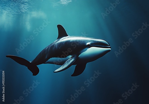 A False Killer Whale Swims Gracefully Underwater photo