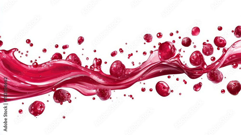 melting berry syrup border, organic flowing pattern, scattered tiny seeds, bright crimson color, smooth liquid texture, pure white backdrop, vector art style, commercial food illustration melting berry syrup border, organic flowing pattern, scattered tiny seeds, bright crimson color, smooth liquid texture, pure white backdrop, vector art style, commercial food illustration