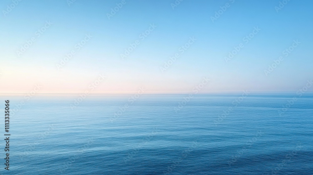 Serene Blue Ocean Under Clear Sky at Dusk with Gentle Waves Serene Blue Ocean Under Clear Sky at Dusk with Gentle Waves