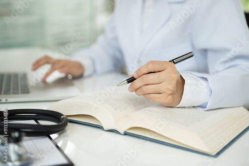 Принти на полотні medical writer or medical communicator are writing clinical trial documents that describe research results, product use, and other medical information