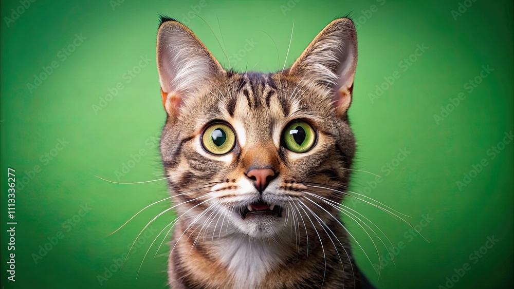 Crazy surprised cat with big eyes on a green background, cat, surprised, feline, expression, amusing, green, background, eyes, shocked Crazy surprised cat with big eyes on a green background, cat, surprised, feline, expression, amusing, green, background, eyes, shocked