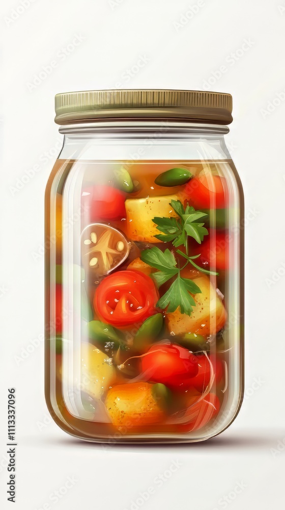 Spicy curry gazpacho in a preserving jar, food photography, food vectors. Ultra realistic. Photorealistic Spicy curry gazpacho in a preserving jar, food photography, food vectors. Ultra realistic. Photorealistic