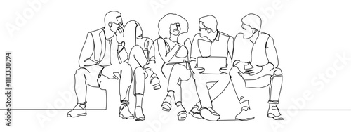 group of people talking line art vector illustration with transparent background editable stroke.