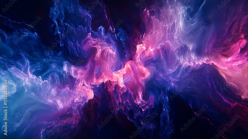 Fototapeta premium Abstract swirling nebula, cosmic clouds, vibrant pink, purple, and blue hues.