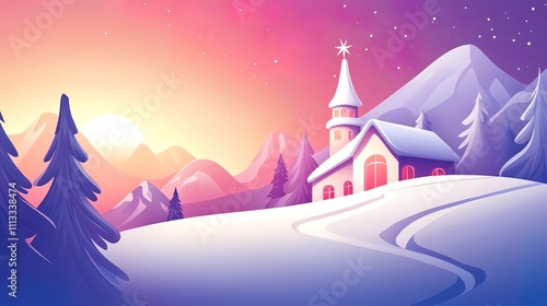 Winter Wonderland: A Cozy Church Amidst Snowy Peaks