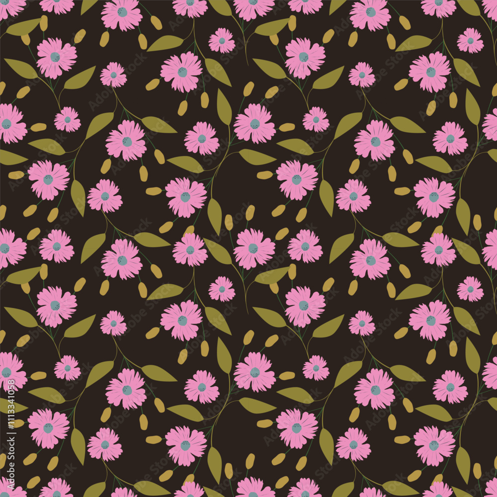 Seamless Daisy Floral Ditsy Pattern In Vector Seamless Daisy Floral Ditsy Pattern In Vector