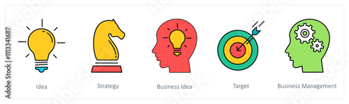 A set of business icons as idea, strategy, business idea