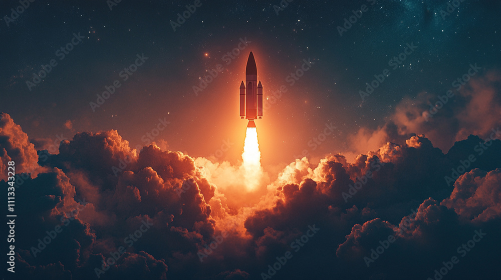 glowing light bulb shaped like a rocket launches upward symbolizing innovation creativity business growth success and forward thinking set against a vibrant gradient background glowing light bulb shaped like a rocket launches upward symbolizing innovation creativity business growth success and forward thinking set against a vibrant gradient background