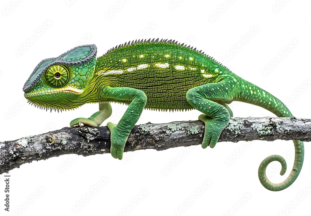 Green Chameleon Perched on a Branch Green Chameleon Perched on a Branch