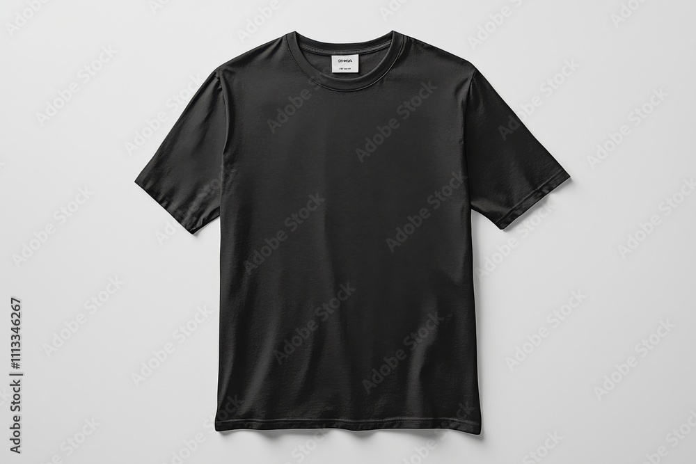 Black T-shirt Mockup with Front and Back View on Isolated White Background Black T-shirt Mockup with Front and Back View on Isolated White Background