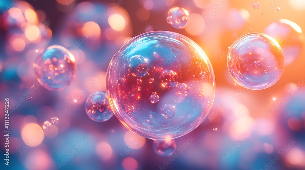 A dreamy organic arrangement of bubbles with soft glowing edges and overlapping layers for depth A dreamy organic arrangement of bubbles with soft glowing edges and overlapping layers for depth