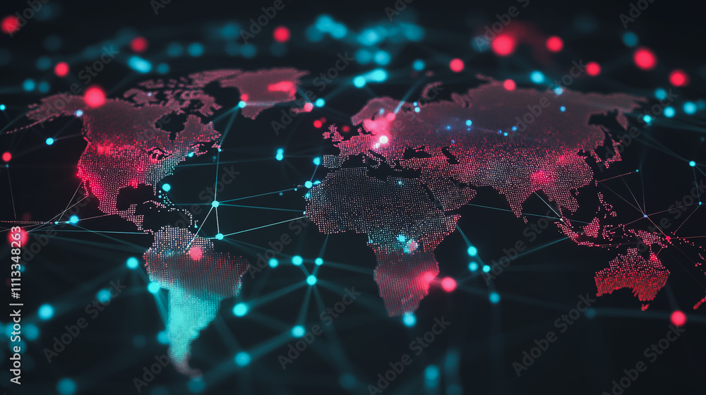 abstract business connection of line from nail node to node on world map background Innovation network points Earth's surface abstract business connection of line from nail node to node on world map background Innovation network points Earth's surface