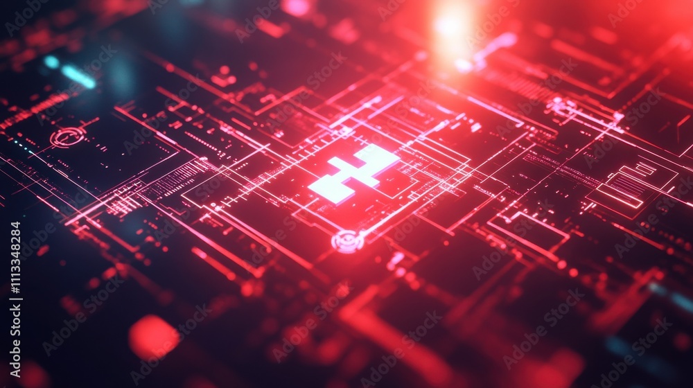 Futuristic Abstract Digital Background with Red Light Patterns Futuristic Abstract Digital Background with Red Light Patterns