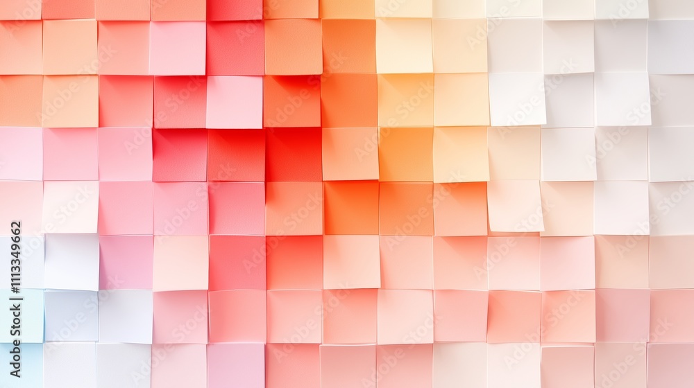 Colorful arrangement of sticky notes in a gradient pattern on a wall, showcasing creativity and organization at a workspace Colorful arrangement of sticky notes in a gradient pattern on a wall, showcasing creativity and organization at a workspace