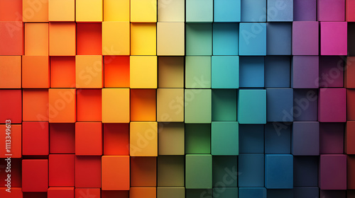 Vibrant Colorful Abstract Background with Geometric Pattern of 3D Cubes and Mosaic Design