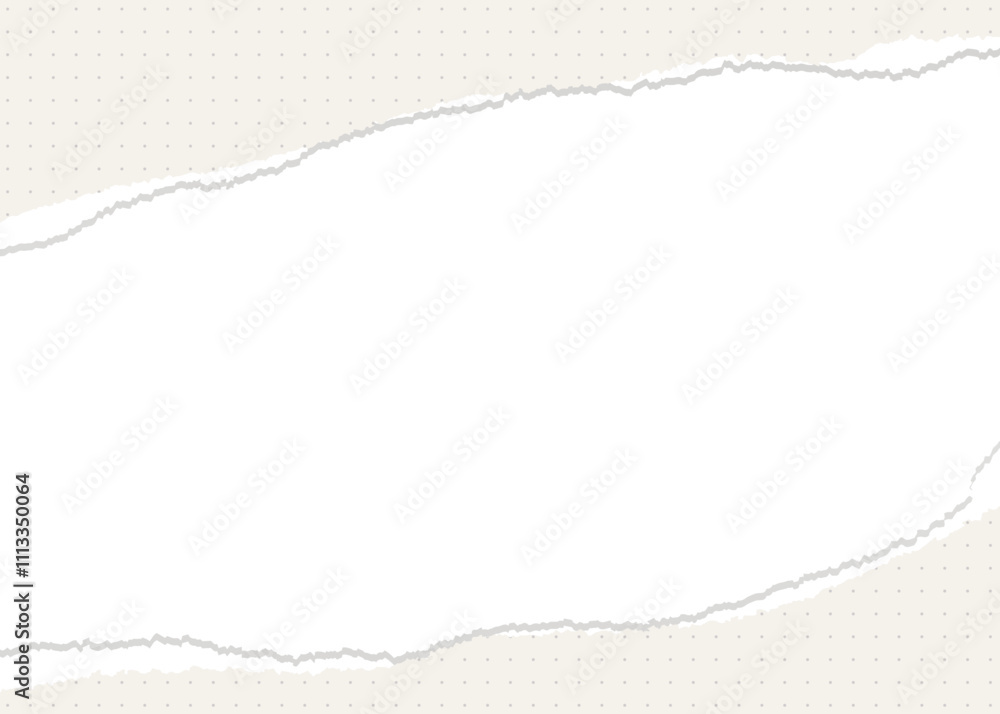 Obraz premium 破れた紙のフレーム、シンプルなドットグリッドの紙、破れたノート風の背景フレーム