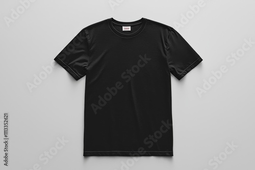 Black T-shirt Mockup with Front and Back View on Isolated White Background