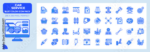 Car Service Blue Icons Pack, Contain Such Icons as car insurance,technician,garage and more